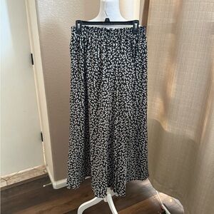 Floral Black and White Women's maxi slit  Skirt